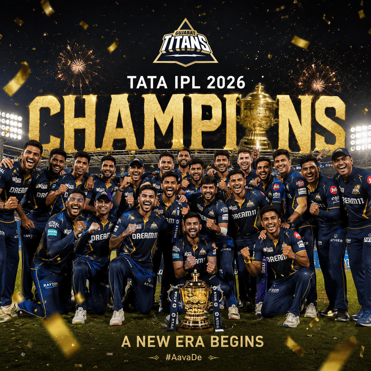 Gujarat Titans IPL 2026 Champions – Epic Victory Celebration Poster
