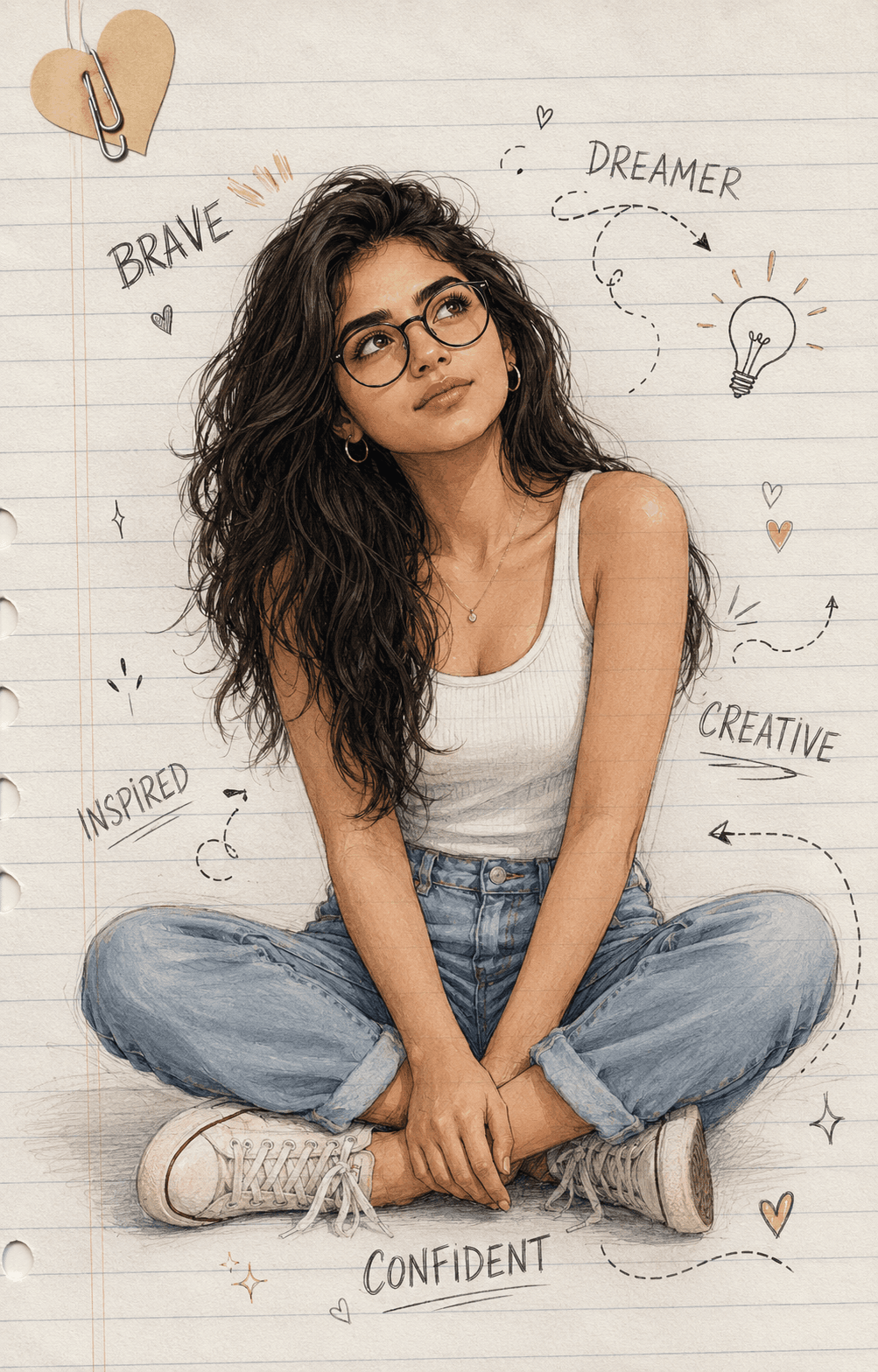 Inspirational dreamer on notebook paper