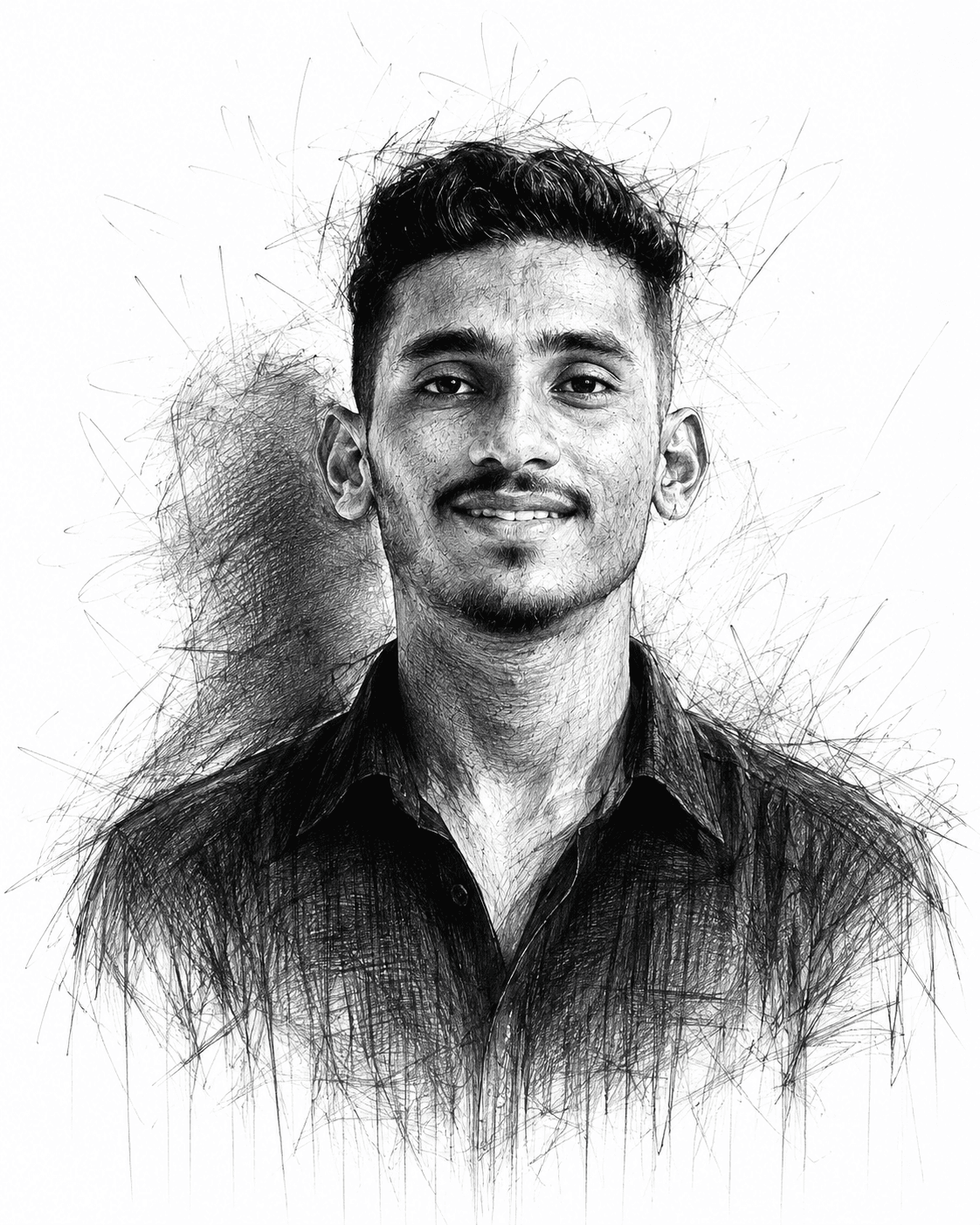 Detailed monochrome sketch of a man