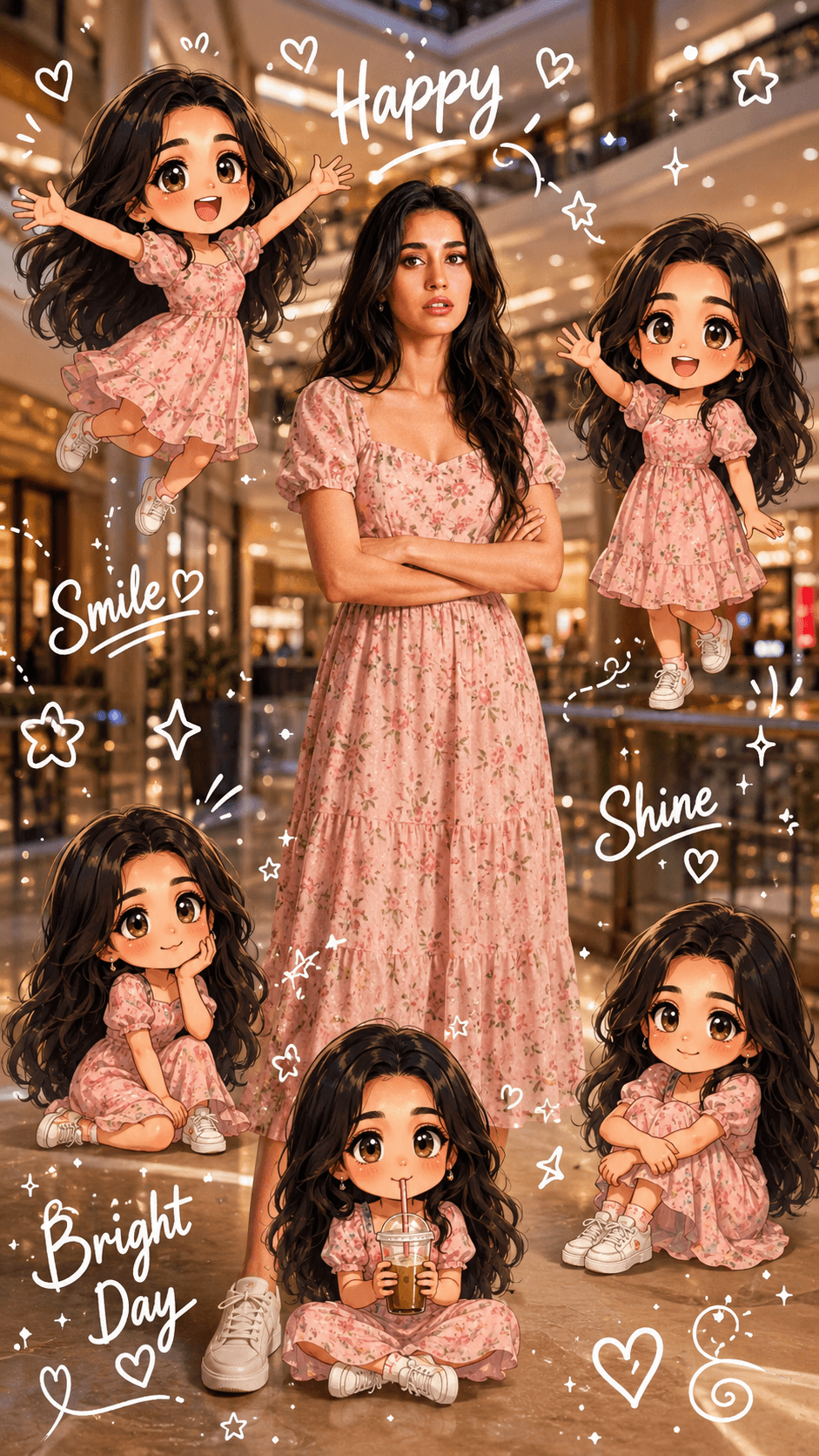 Bright smile in a dreamy mall