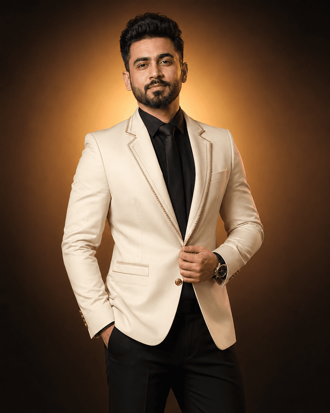 Confident elegance in studio light