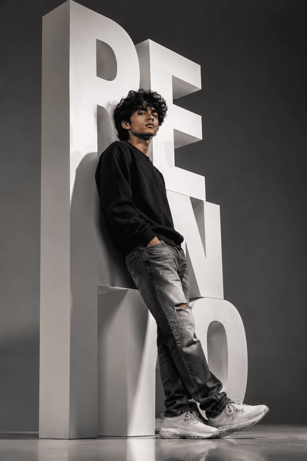 Fashion shoot with bold lettering