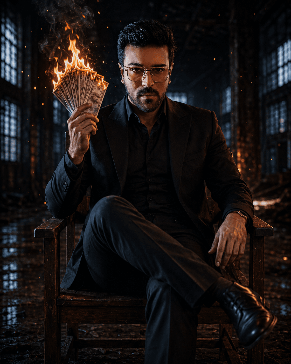 Fiery wealth in a dark warehouse