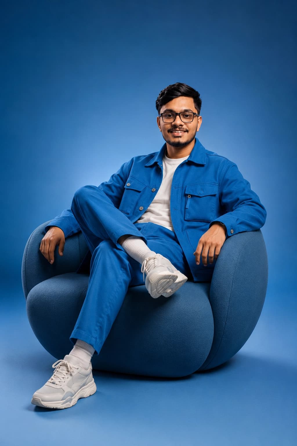 Blue Studio Portrait AI Prompt
